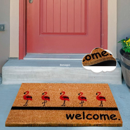 Apartment Door Mat With A Flamingo Design, 60X40 Cm
