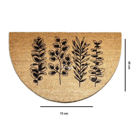 Apartment Doormat With A Plant Drawing, 45X75 Cm
