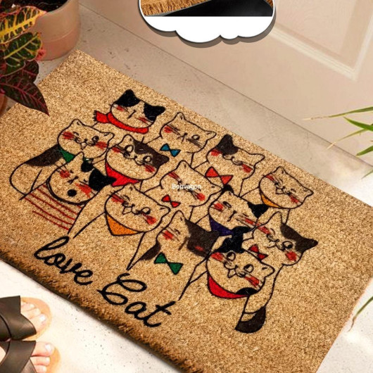 Apartment Door Mat With A Drawing Of Cats, 60X40 Cm