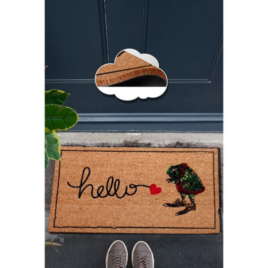 Apartment Door Mat With A Frog Drawing, 60X40 Cm Hello