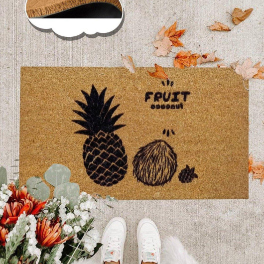 Apartment Door Mat With A Pineapple Drawing, 60X40 Cm