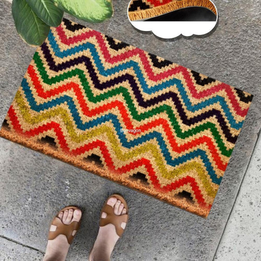Exterior Door Mat With Colorful Waves, 60X40 Cm