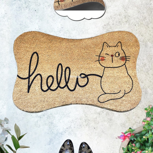 Apartment Doormat With A Cat Drawing, 45X75 Cm