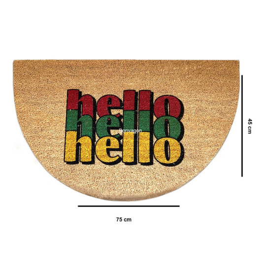 Apartment Door Mat With A Colorful Hello Drawing, 45X75 Cm