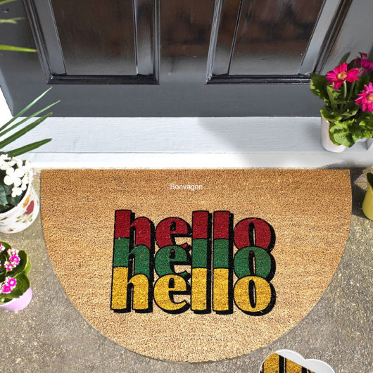 Apartment Door Mat With A Colorful Hello Drawing, 45X75 Cm