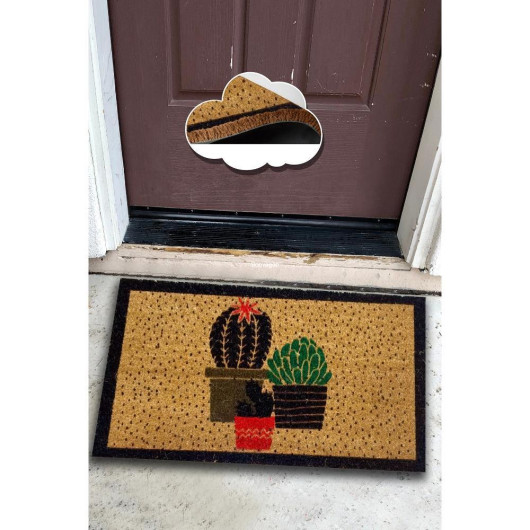 Coconut Door Mat With Cactus Pattern 60X40 Cm