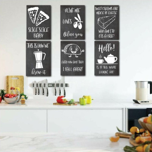 Kitchen Signs 6 Piece Frame Look Wooden Table Set