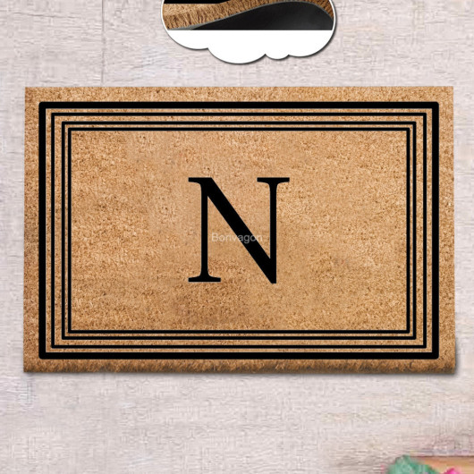 Letter N Natural Coconut Doormat 60X40Cm