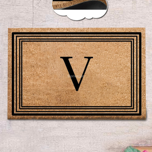 Letter V Natural Coconut Doormat 60X40Cm