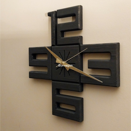 Solid Wood Wall Clock Black 36Cm
