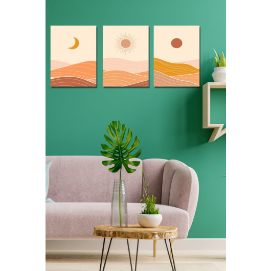 Modern Nature Style Artistic Set Of 3 Paintings