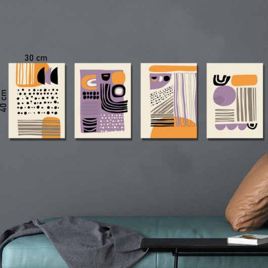 Set Of 4 Artistic Paintings In Modern Style