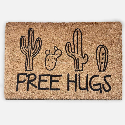 No Free Hugs Natural Coconut Doormat 60X40Cm