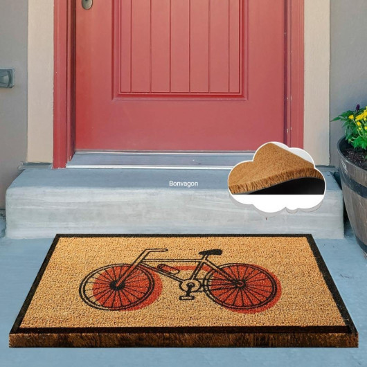 Red Bicycle Natural Coconut Doormat 60X40Cm