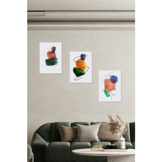 Set Of 3 Paintings With Artistic Watercolor Look