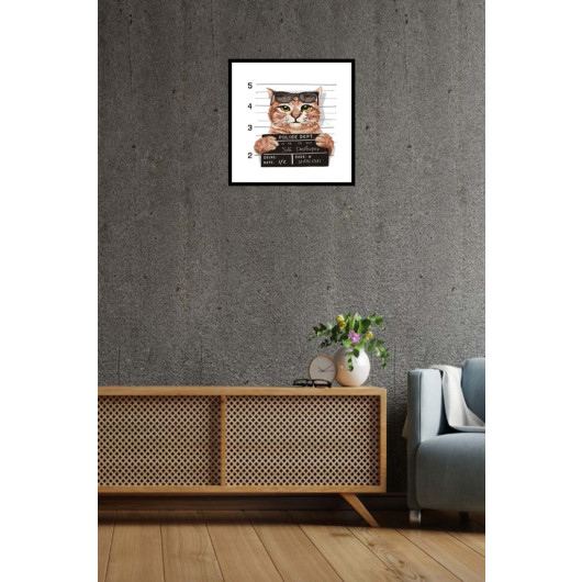 لوحة خشب بطباعة رقمية برسمة قطة