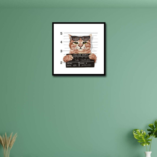لوحة خشب بطباعة رقمية برسمة قطة