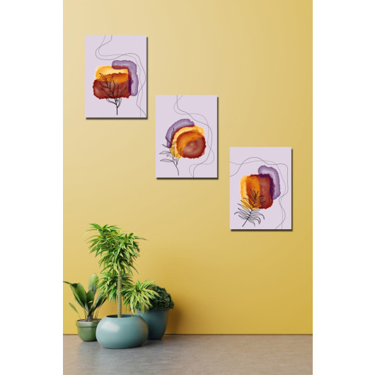 Set Of 3 Artistic Paintings In Watercolor Style