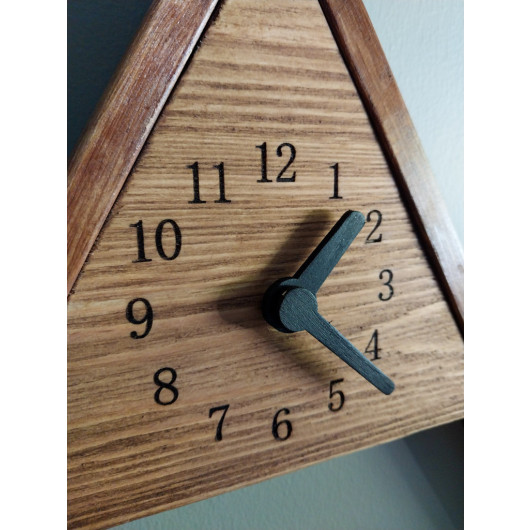 Triangle Clock With Shelf Natural Wood