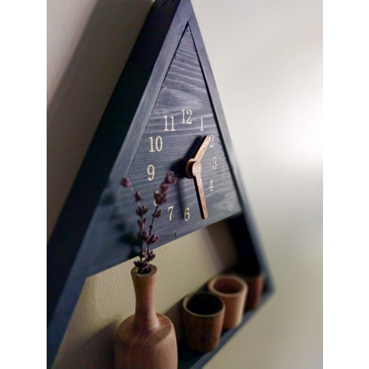 Tria Triangle Clock With Shelf Navy