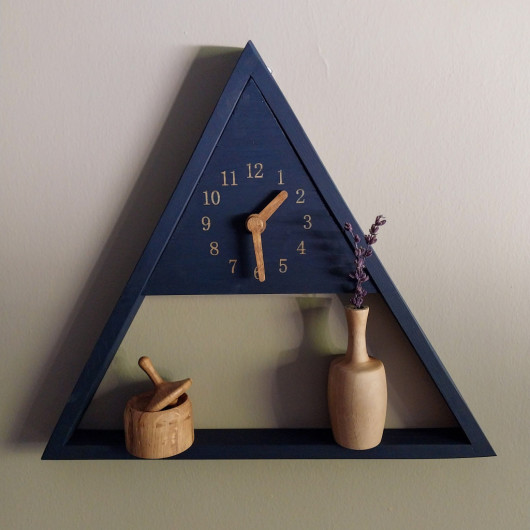 Tria Triangle Clock With Shelf Navy