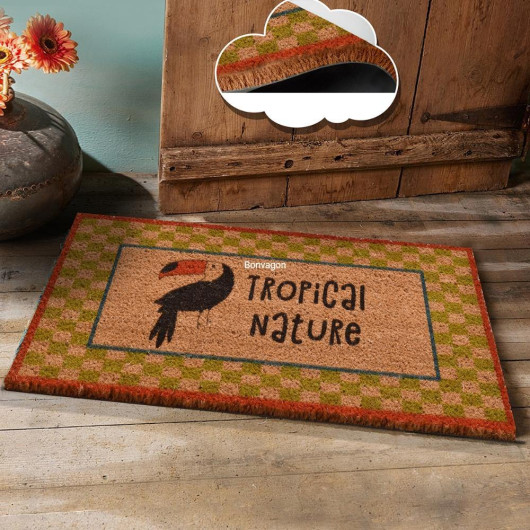 Tropical Green Natural Coconut Doormat 60X40Cm