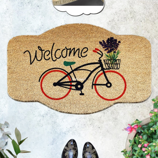 Welcome Bicycle 45X75Cm Natural Coconut Doormat Nonloso