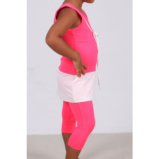 Children's Swimsuit Set-Highlight Pink-White