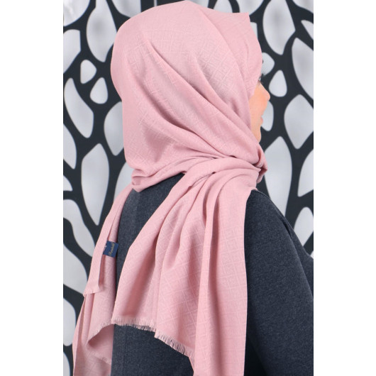 Square Patterned Cotton Shawl-Dried Rose