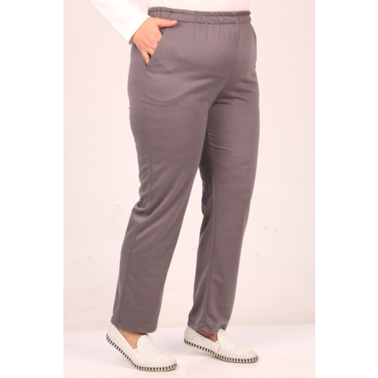 Large Size Ribbed Two Thread Trousers Suit-Anthracite