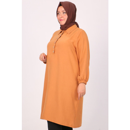 Large Size Front Placket Miracle Tunic - Onion Skin