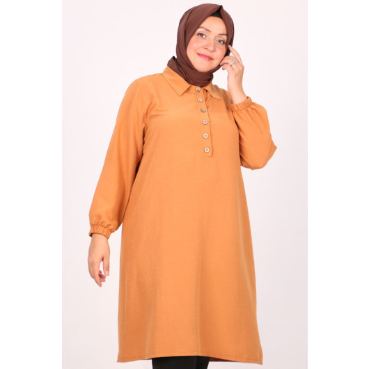Large Size Front Placket Miracle Tunic - Onion Skin