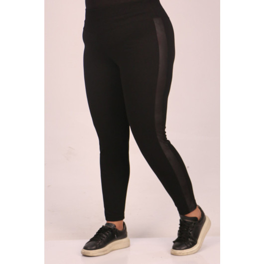 Plus Size Scuba Tights With Side Waterport-Black