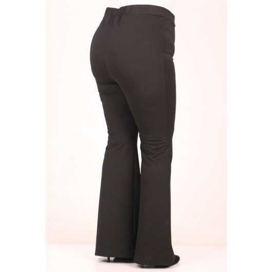 Plus Size Flare Leg Scuba Trousers - Black