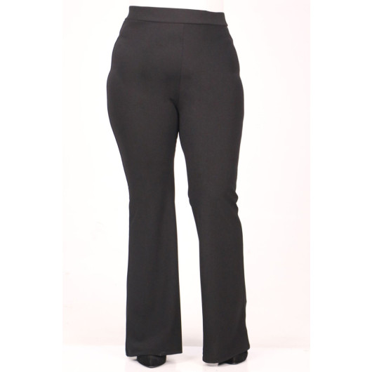 Plus Size Flare Leg Scuba Trousers - Black