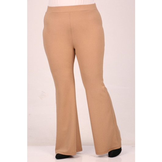 Plus Size Flare Scuba Trousers - Mink