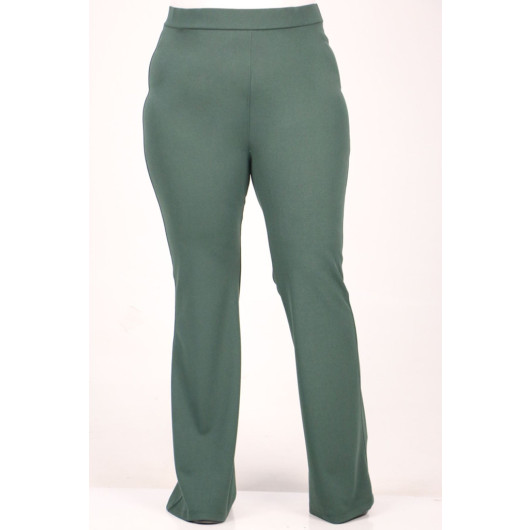 Plus Size Flare Leg Scuba Trousers - Emerald