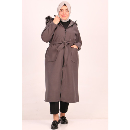 Large Size Removable Hooded Stash Coat-Anthracite
