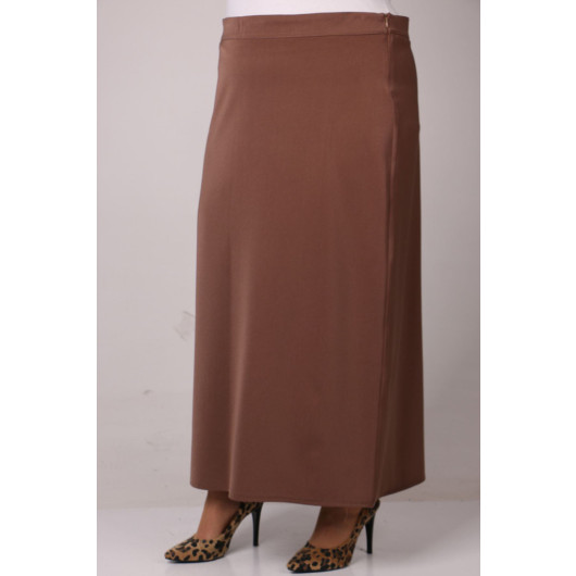 Plus Size Side Zipper Pencil Skirt-Mink