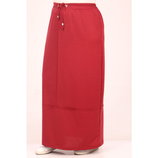Plus Size Two Thread Piece Skirt-Claret Red