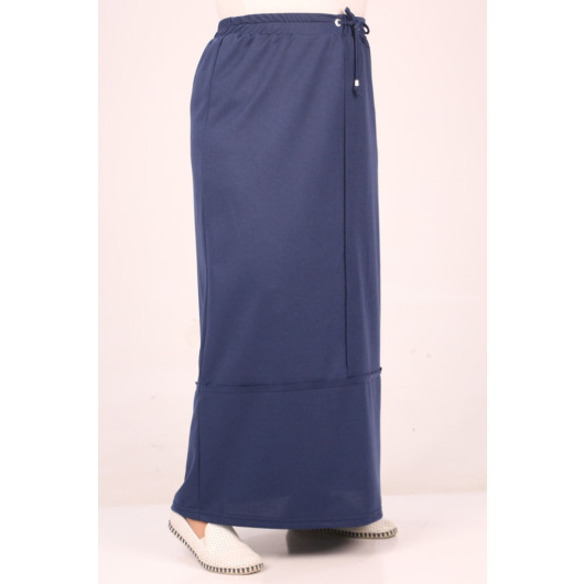 Plus Size Two Thread Piece Skirt-Navy Blue