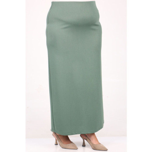 Plus Size Scuba Pencil Skirt - Green
