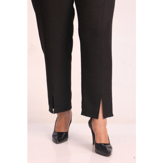 Plus Size Linen Ayrobin Trousers Suit - Black