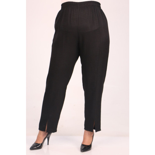 Plus Size Linen Ayrobin Trousers Suit - Black