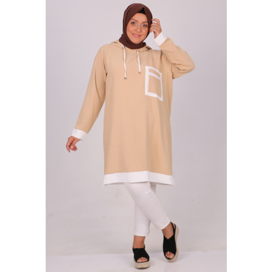 Large Size Airobin Tunic With Pockets -Beige