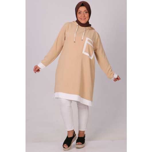 Large Size Airobin Tunic With Pockets -Beige