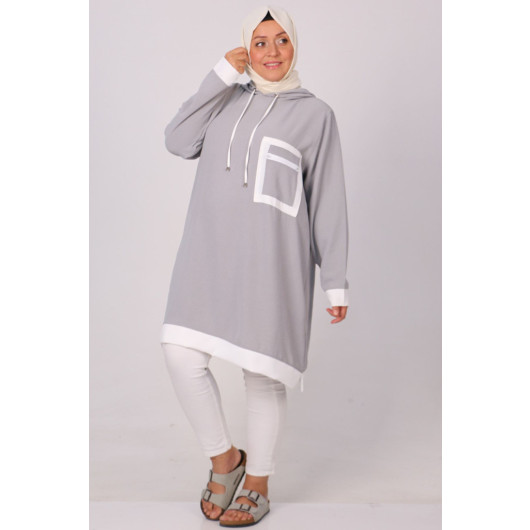 Large Size Airobin Tunic With Pockets - Gray