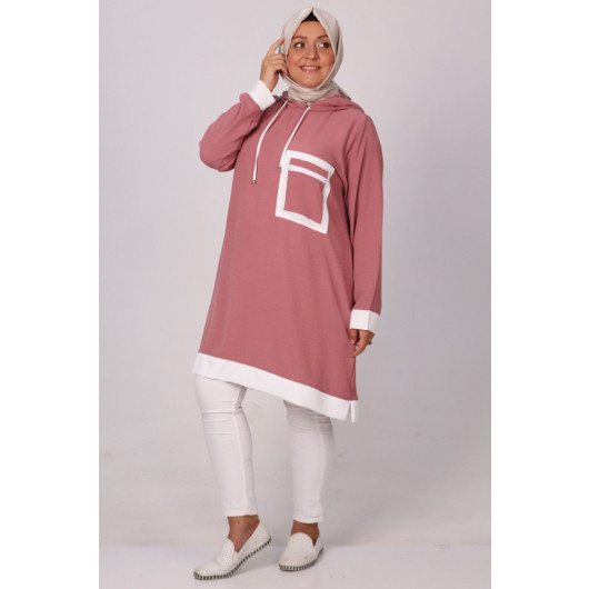 Large Size Airobin Tunic With Pockets -Dried Rose