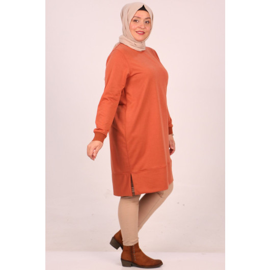 Plus Size Basic Two Thread Tunic-Tile