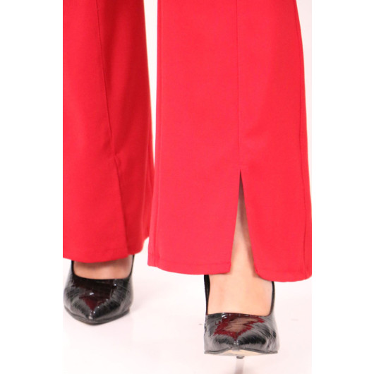 Large Size Front Slit Spanish Trousers - Red